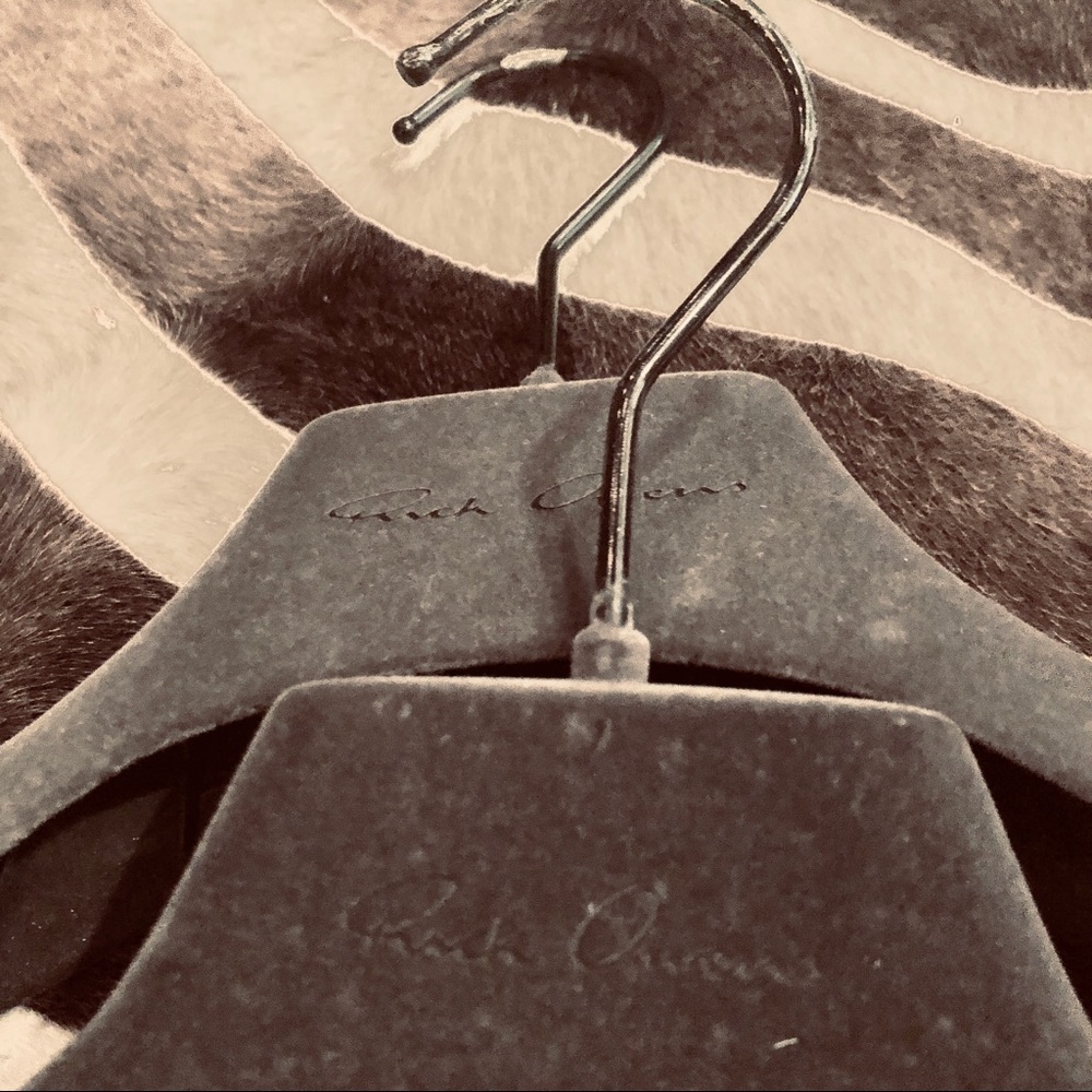 (2) Authentic Rick Owens Gray Velvet Coat Hangers